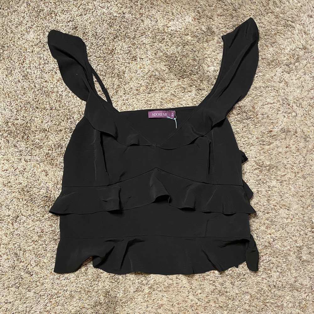 NWT Adore Me Bay Lake Cami Black Ruffle Work Top Size 2x - Picture 2 of 13